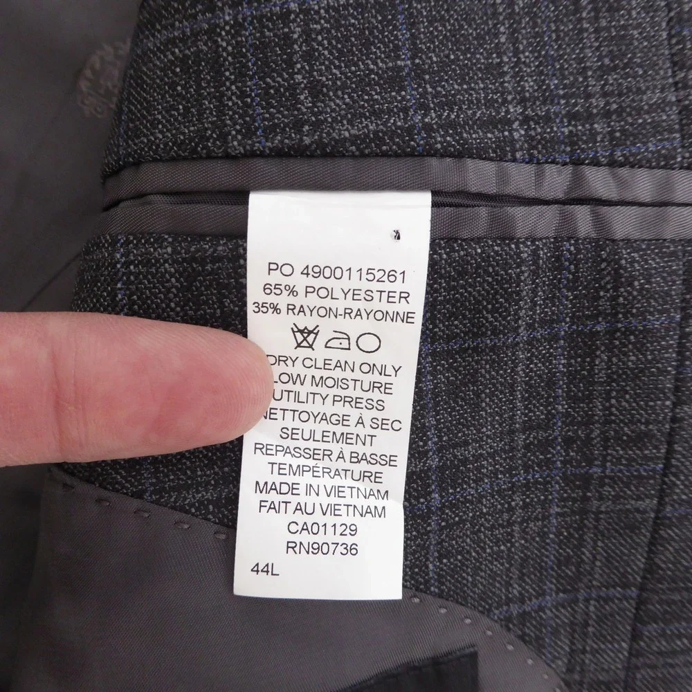 Lauren Ralph Lauren Black Label Mens Sport Coat Gray Plaid 2 Button Blazer 44L